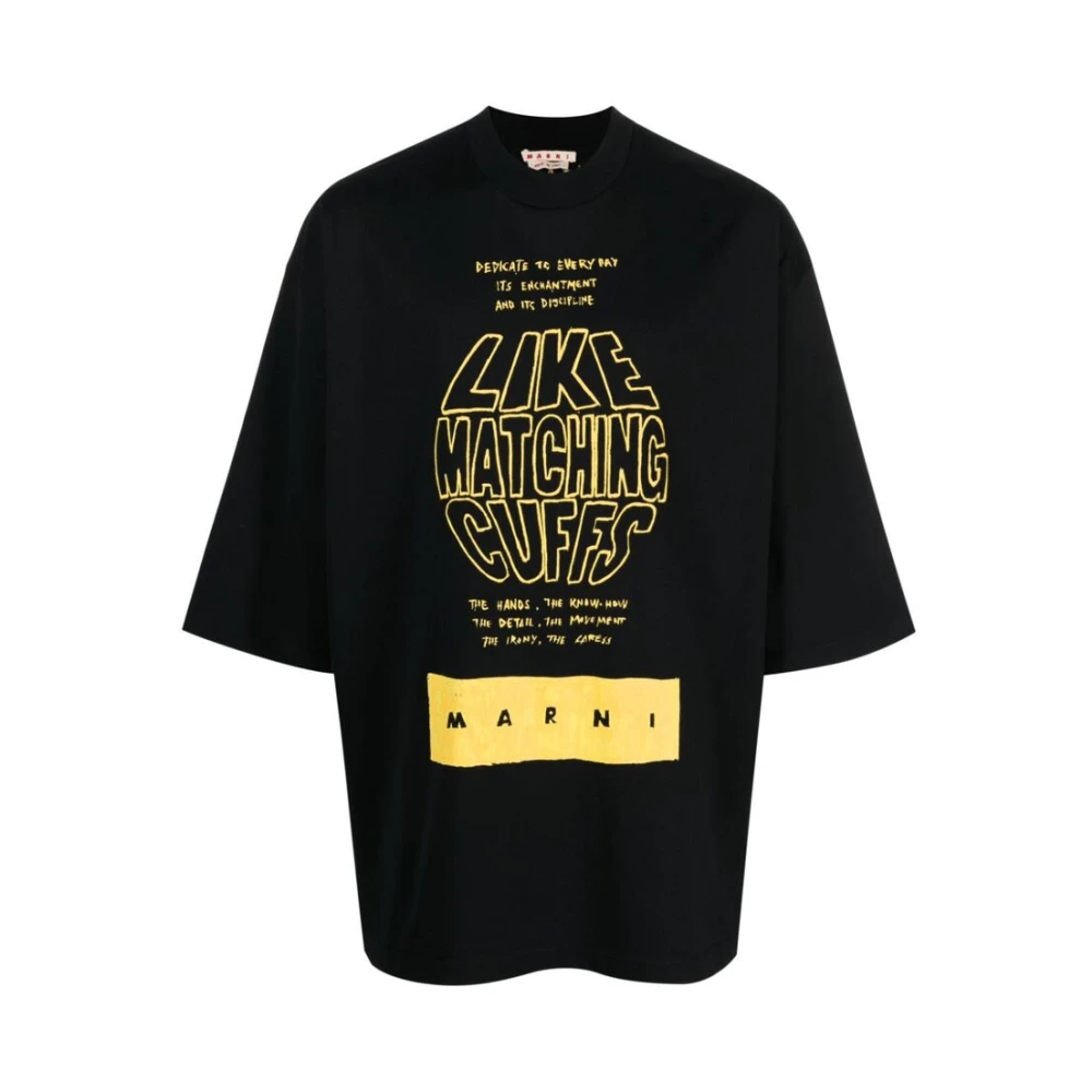 Marni Slogan Print Katoenen T-Shirt Black Heren
