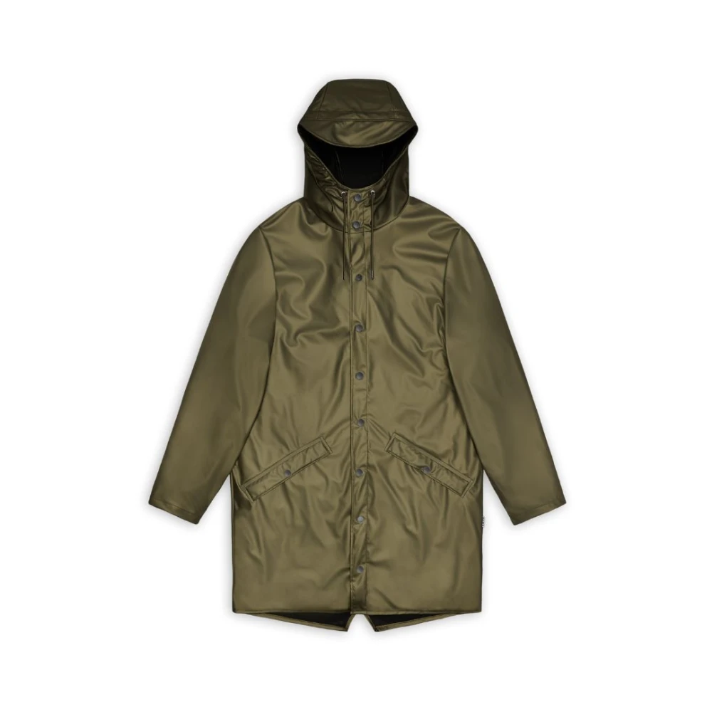 Rains Women's Green Revel Long Waterproof Jacket - Rain Jackets - L - Jackets