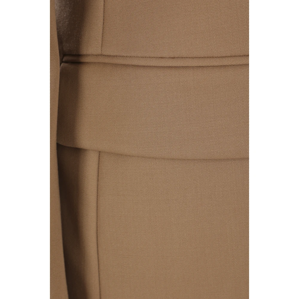 Dries Van Noten Bruine Wol Gabardine Jas Klassieke Stijl Brown Dames
