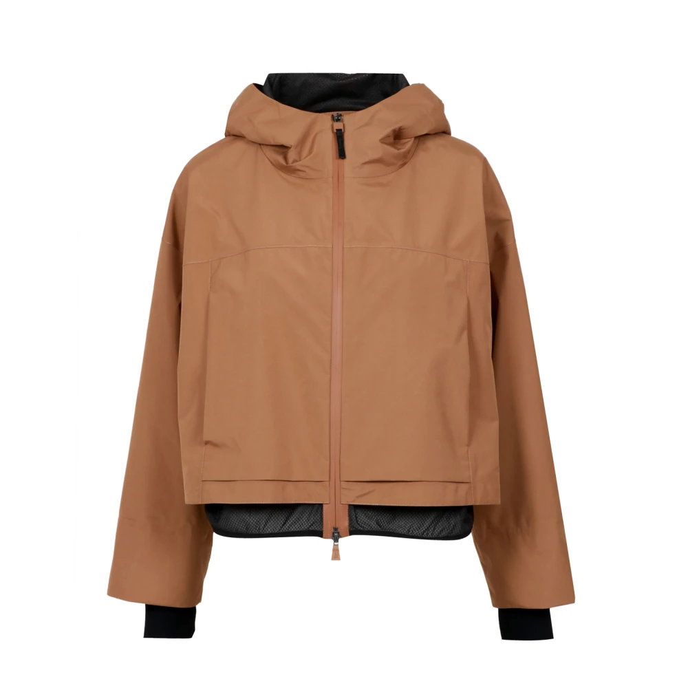 Herno Hooded Technical Fabric Jas Brown Dames