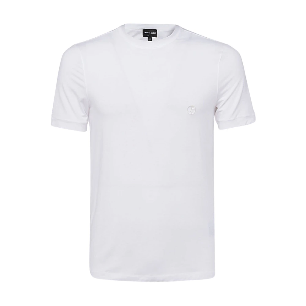 Giorgio Armani Mannelijk Wit Tops Heren, Xl, Katoen, Te Katoenen T-Shirt En Polo