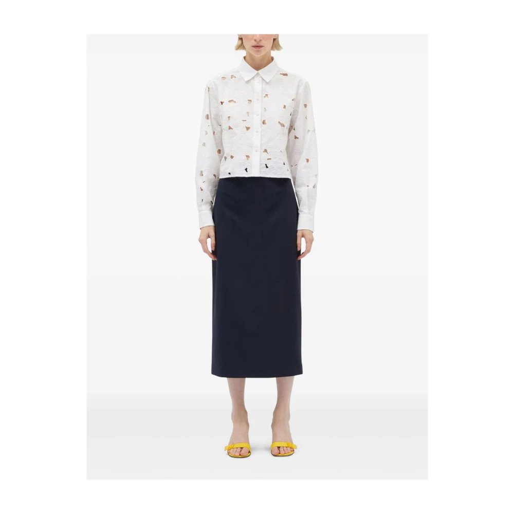 Msgm Blauwe Wollen Rok Blue Dames