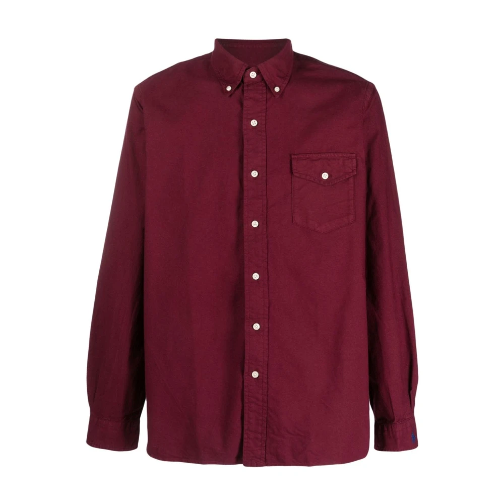 Ralph Lauren Bordeaux Katoenen Overhemd met Borstzak Red Heren