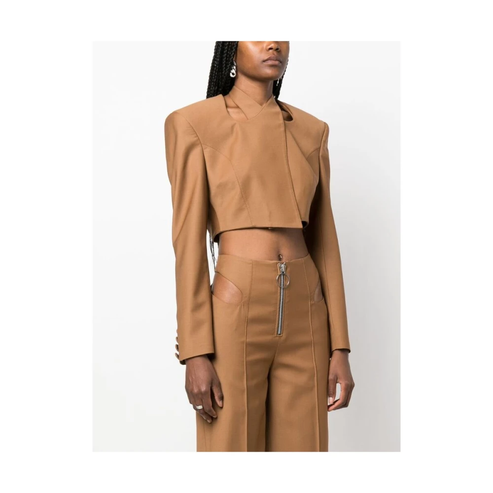 Aleksandre Akhalkatsishvili Geknipte Wol Wrap Blazer Brown Dames