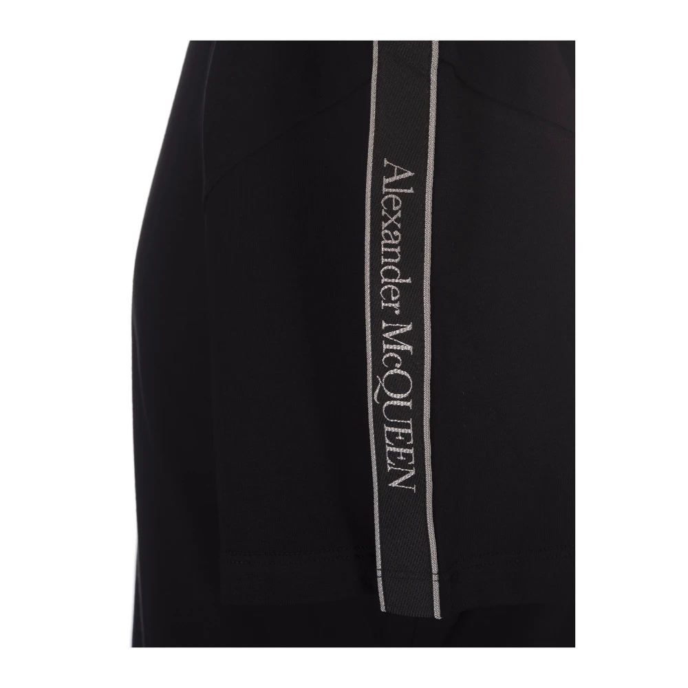 alexander mcqueen Zwart Logo Tape Crew-neck T-shirt Black Heren