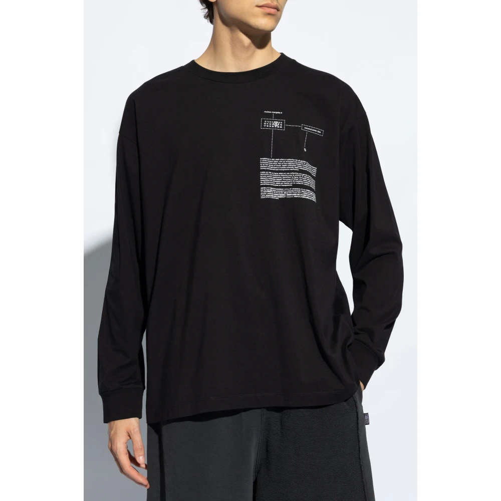 MM6 Maison Margiela Bedrukt T-shirt Black Heren