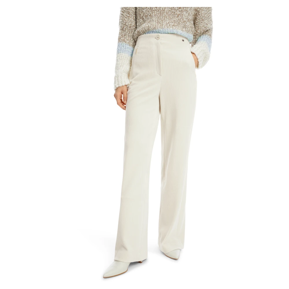 Marc Cain Corduroy Broek met Hoge Taille White Dames