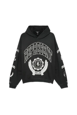 Svart Grafiskt Tryck Hoodie
