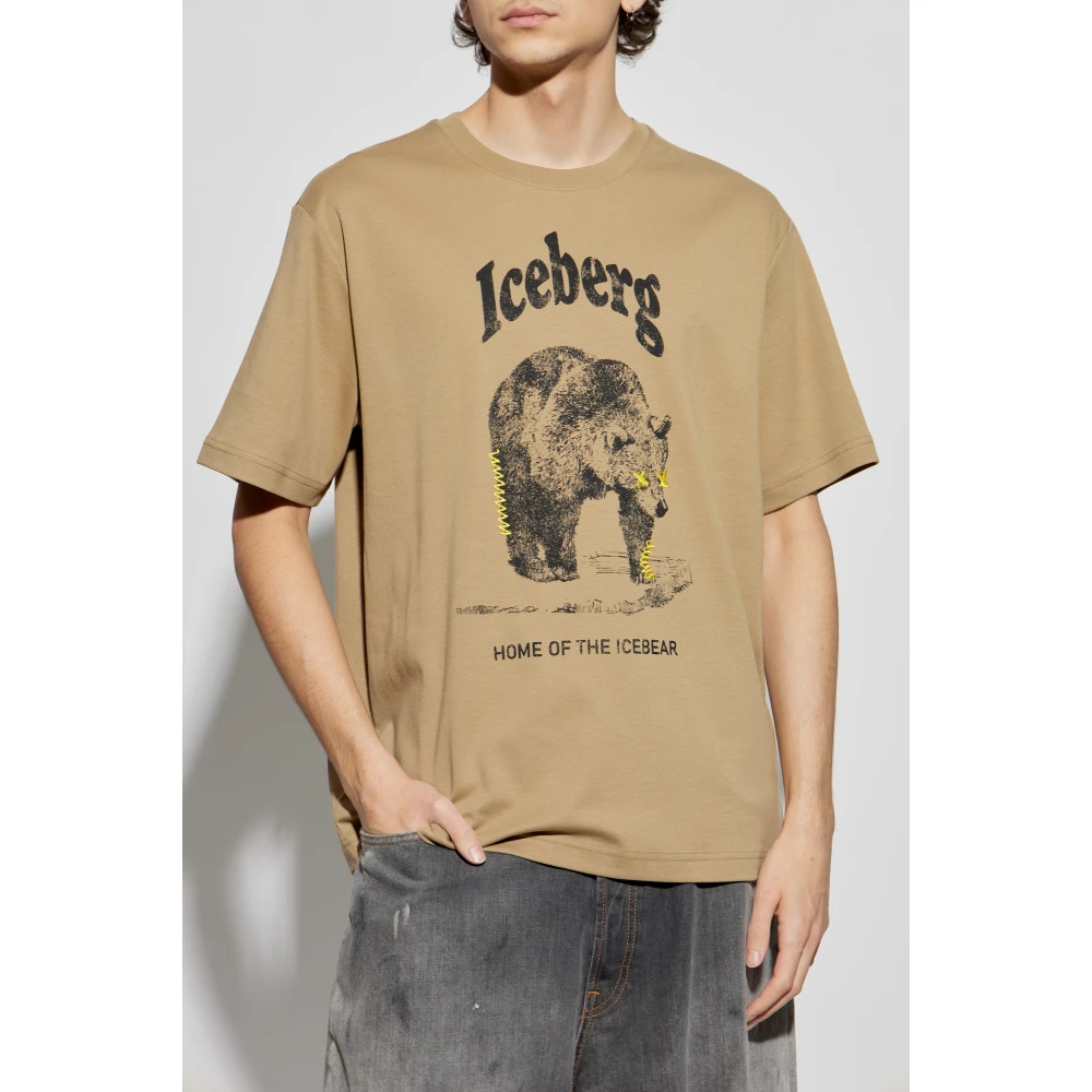 Iceberg T-shirt met print Beige Heren