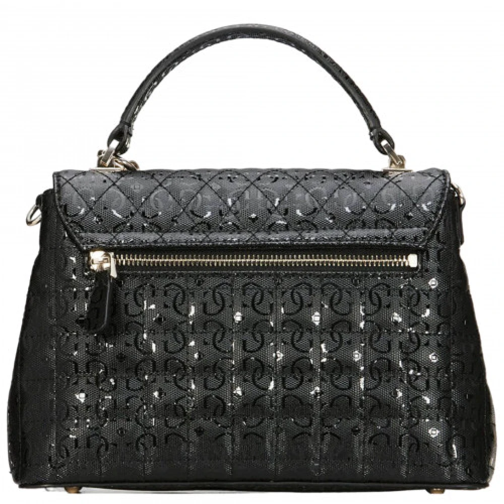 Guess Zwarte Flap Tas met Logo Print Black Dames