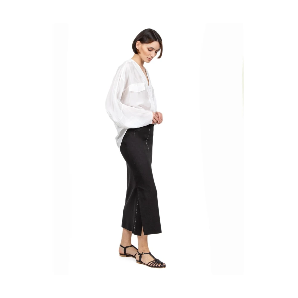 Tela Zwarte Jersey Crepe Pencil Rok Black Dames