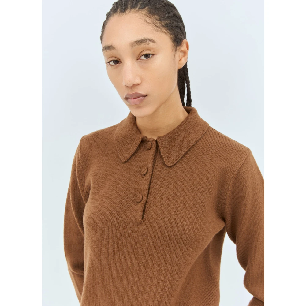 Dries Van Noten Wollen Polo Sweater Brown Dames