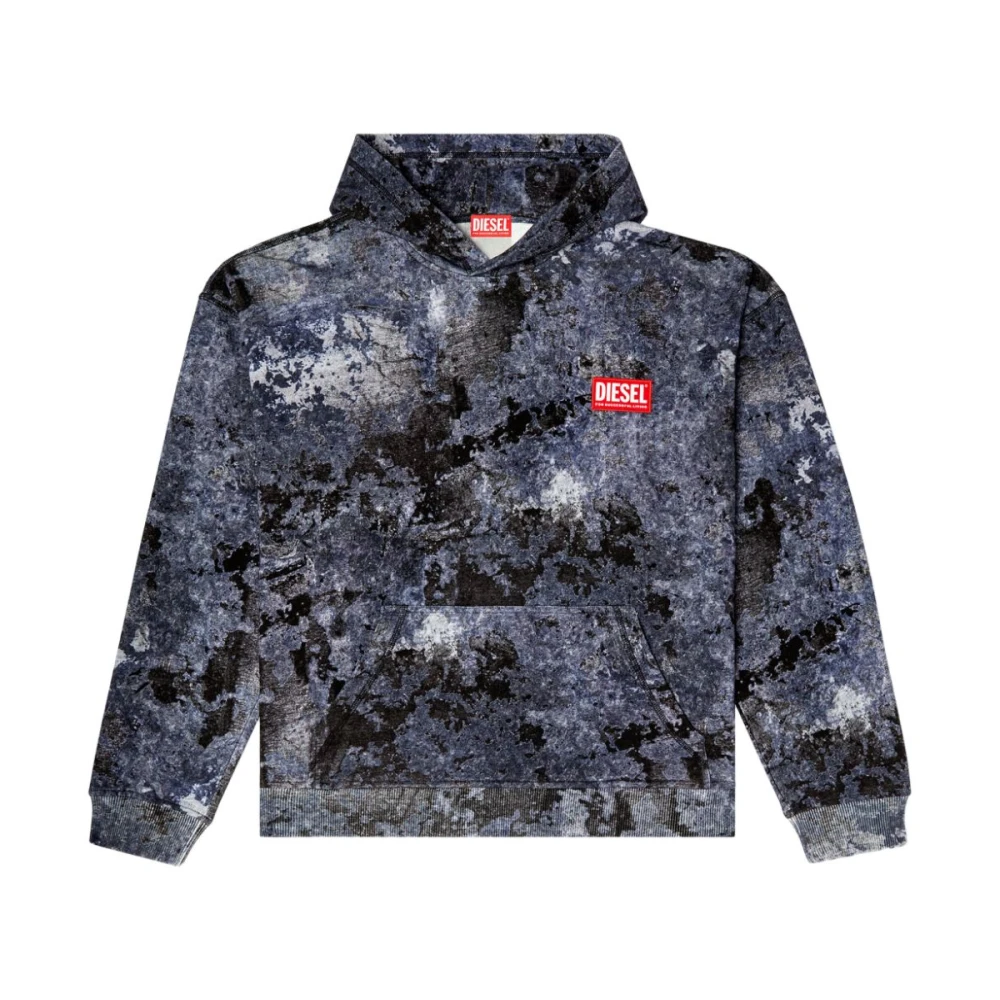 Diesel Blauwe Abstract Patroon Hoodie Trui Blue Heren