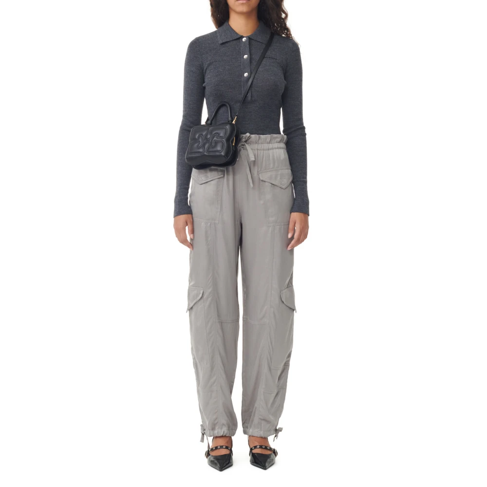 Ganni Tapered Trousers Gray Dames
