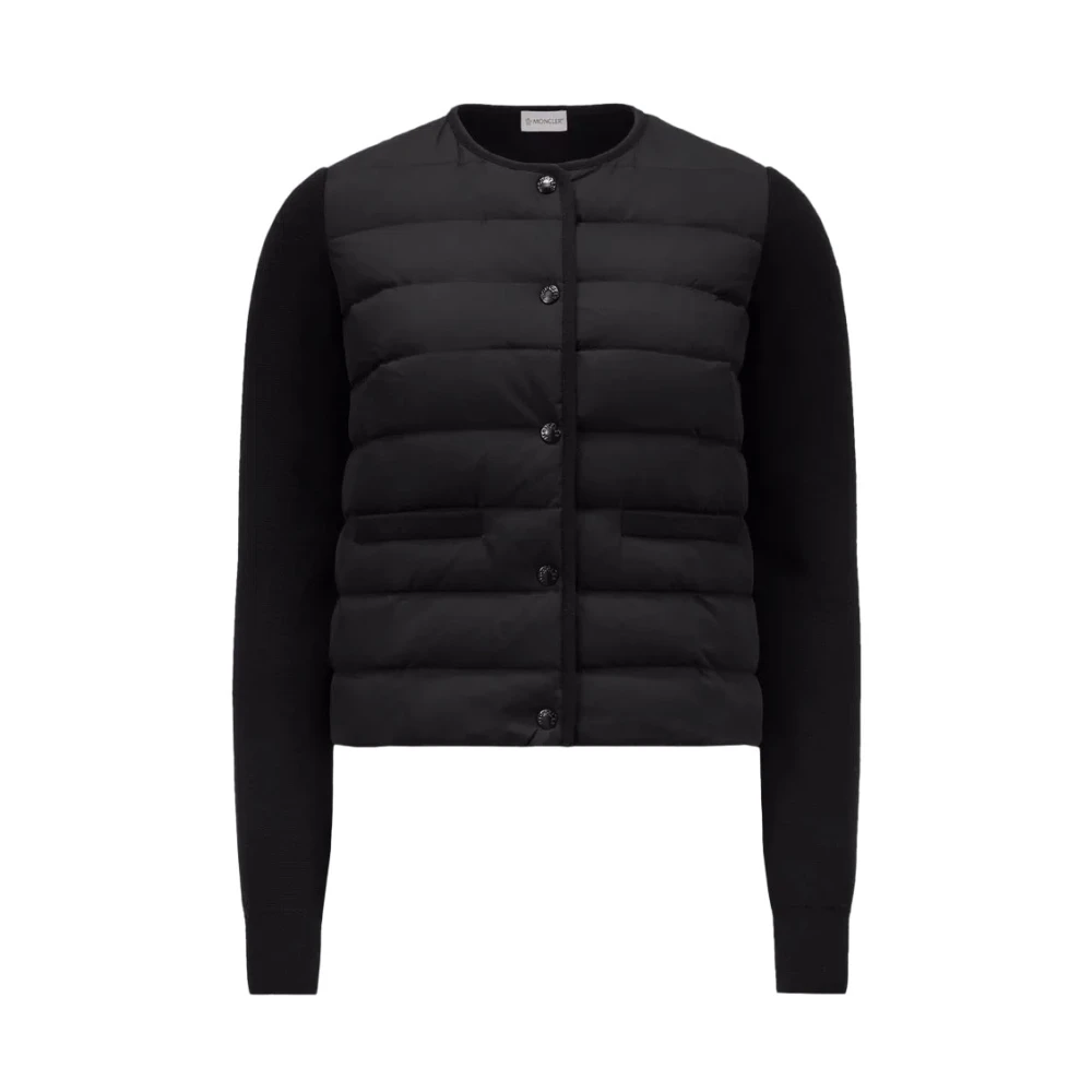 Moncler Vadderad Cardigan med Merinoull Black, Dam