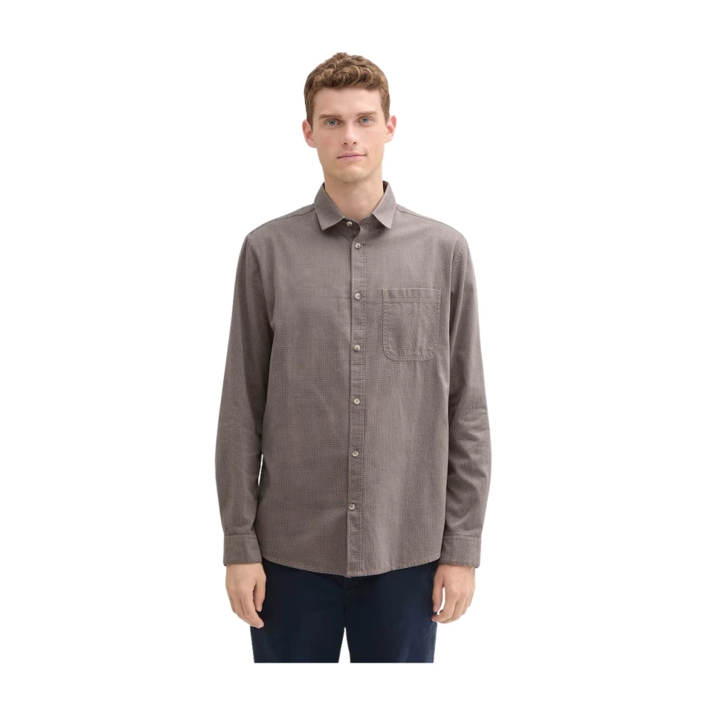 Tom Tailor Gestructureerde Shirt in Bruin Brown Heren