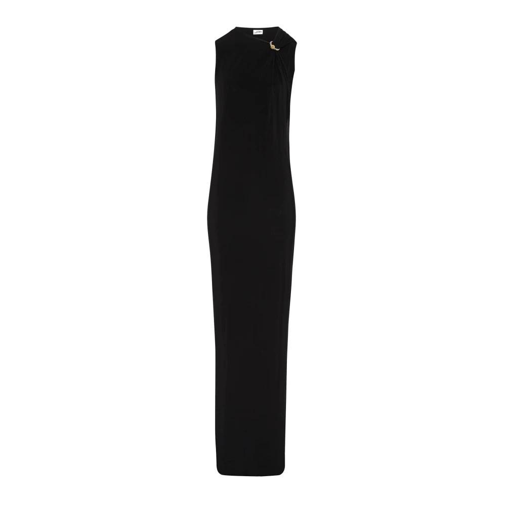 Jean Paul Gaultier Women's Black Maxi Dresses, Xs, Asymmetric Neckline Dress With Metal Piercing Detail