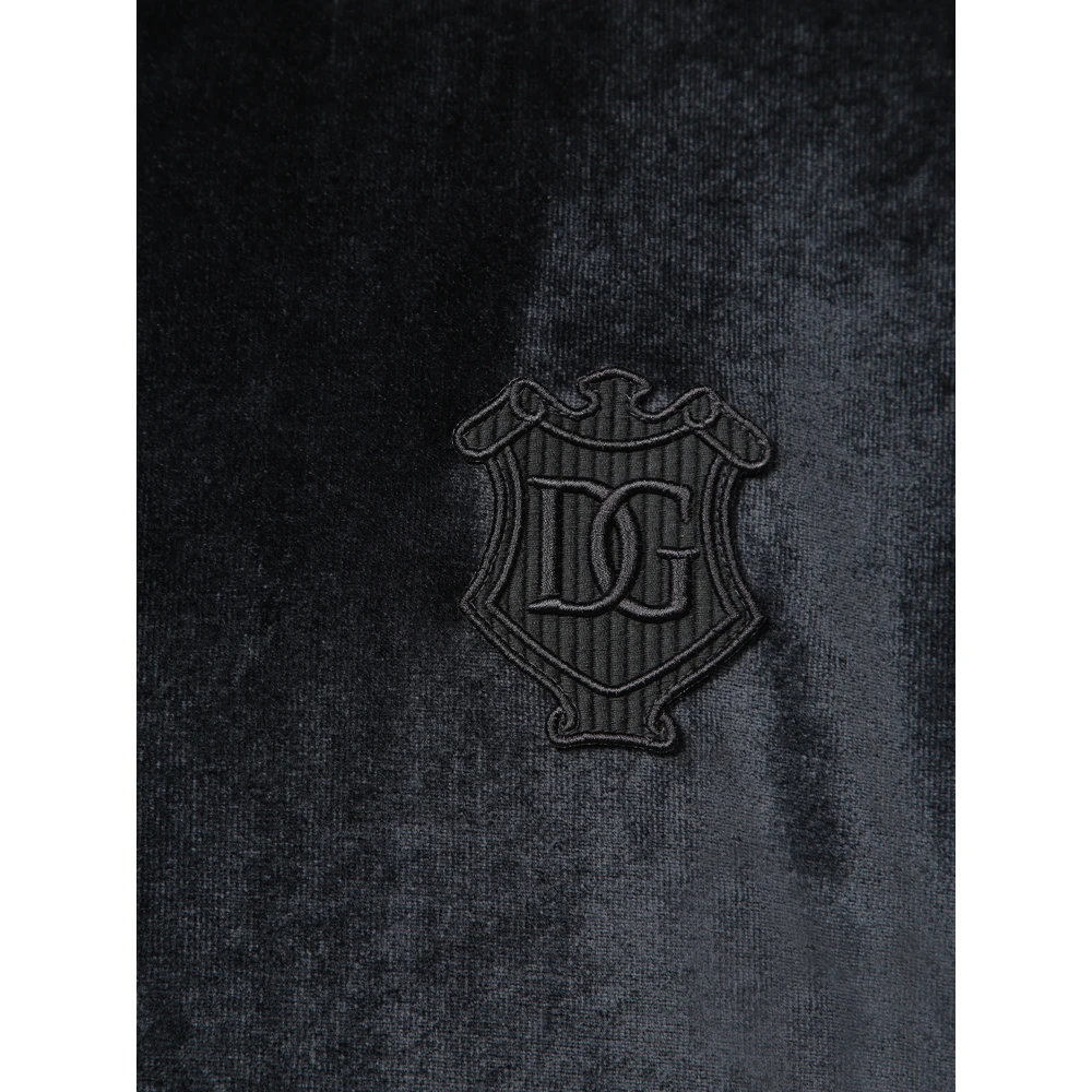 Dolce & Gabbana Zwarte Sweatshirt met rits en geborduurd logo Black Heren