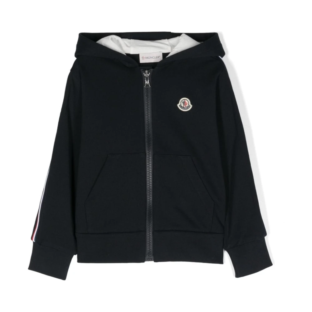 Moncler Marinblå Logo Patch Sweatshirt Hoodie Blue, Pojke