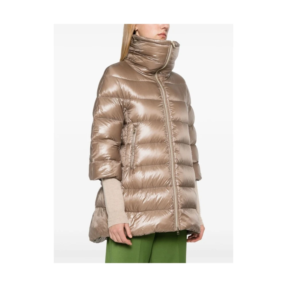 Herno Lichtgewicht Gewatteerde Jas Opstaande Kraag Beige Dames