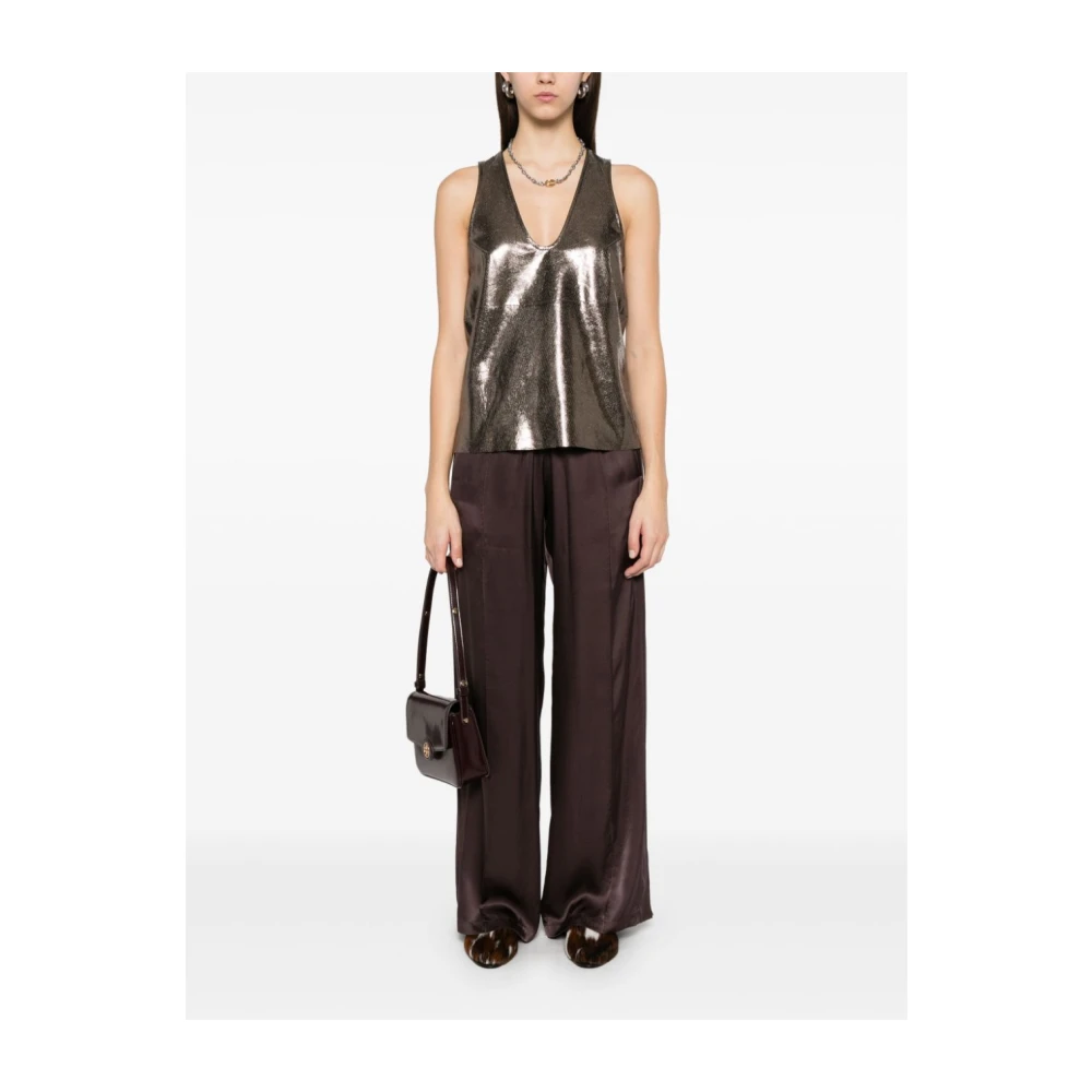 Forte Zijden Losse Jogger Set Brown Dames