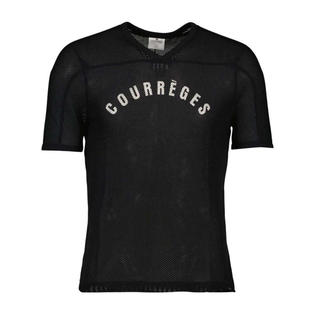 Courrèges Mesh Baseball T-shirt Logo Print Black Heren