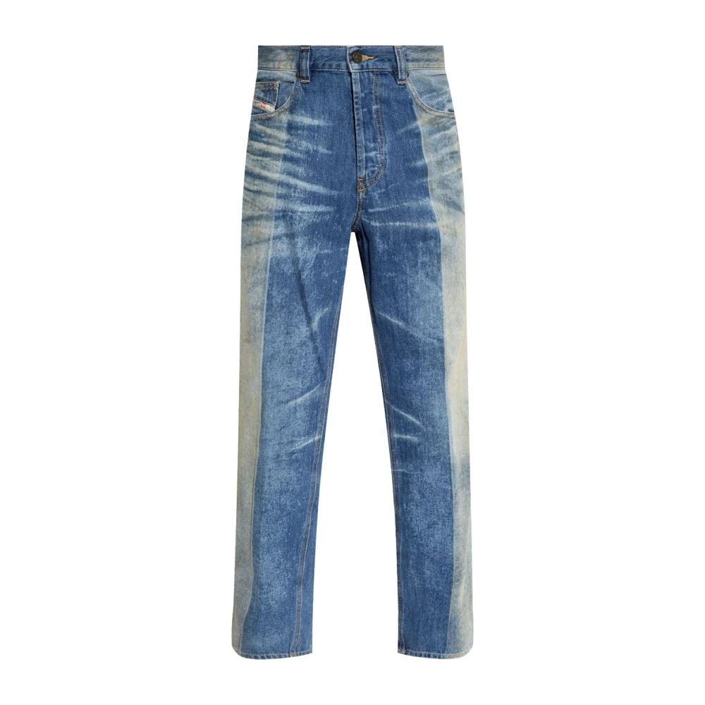 Diesel Indigo Blauw Distressed Katoenen Broek Blue Heren