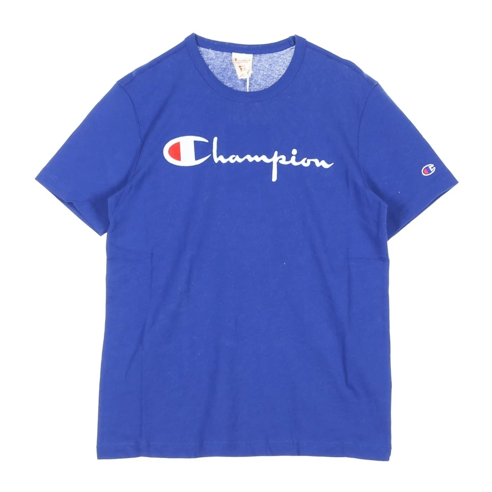 Champion Blauwe Crewneck Tee voor Mannen Blue Heren