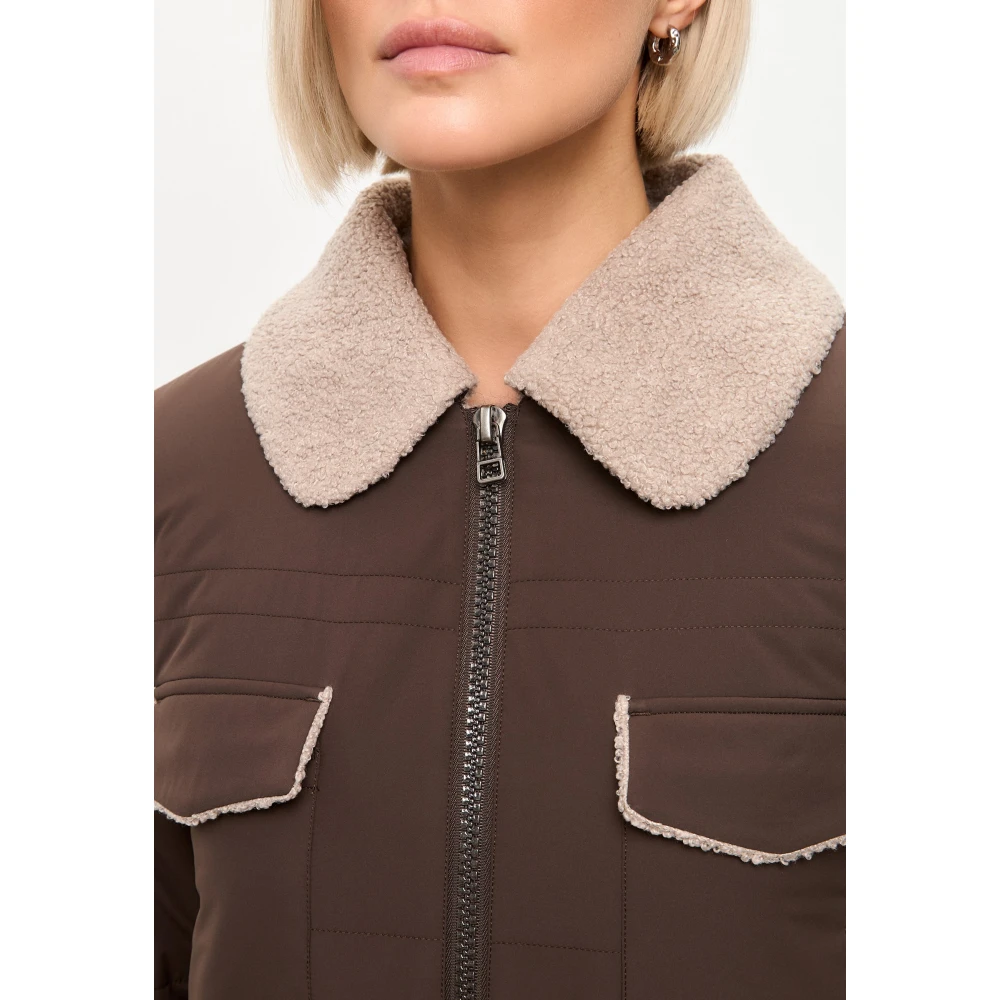 Cesare Gaspari Gebelde lange jas met shearling kraag Brown Dames