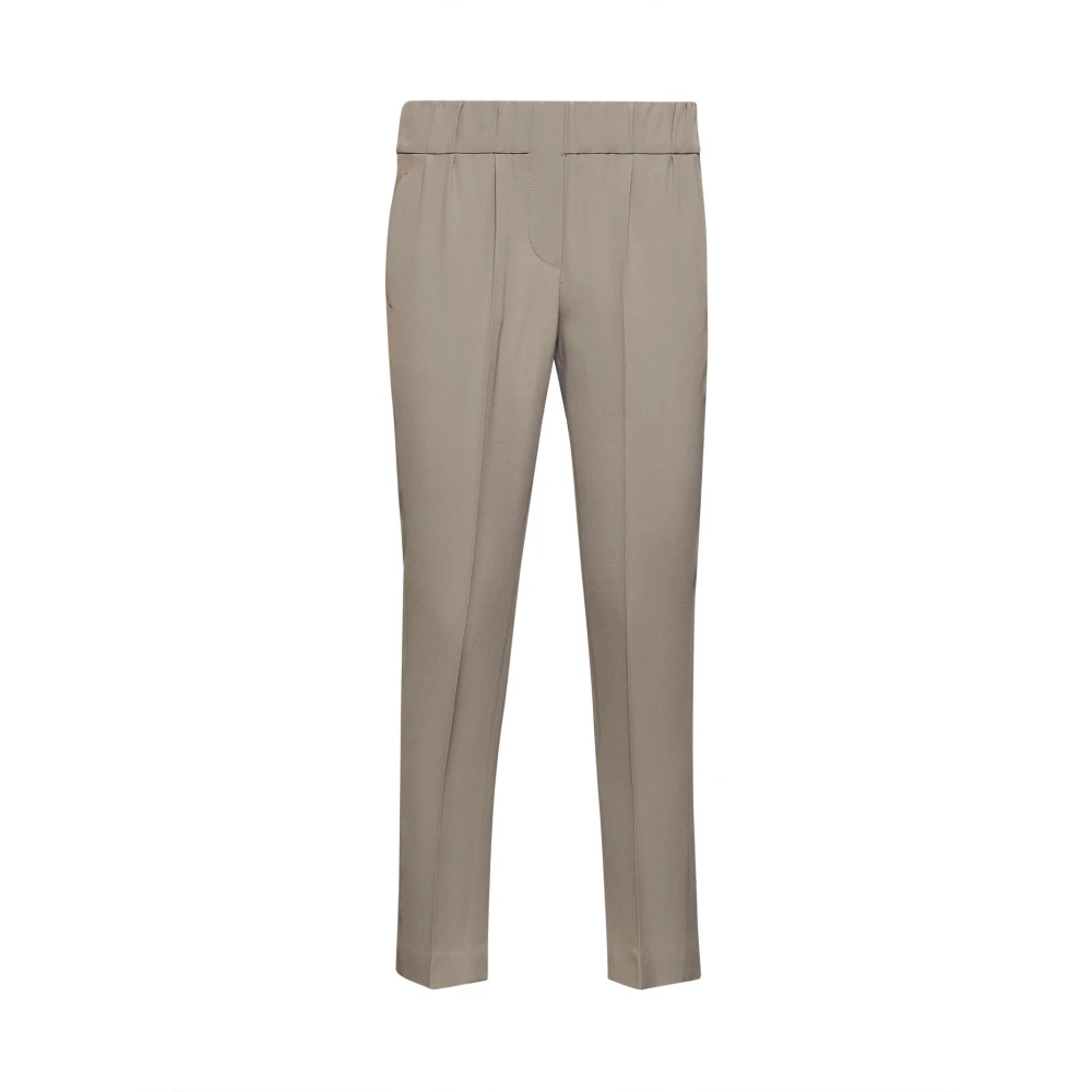 BRUNELLO CUCINELLI Crepe Cady Zijden Broek Grijs Gray Dames