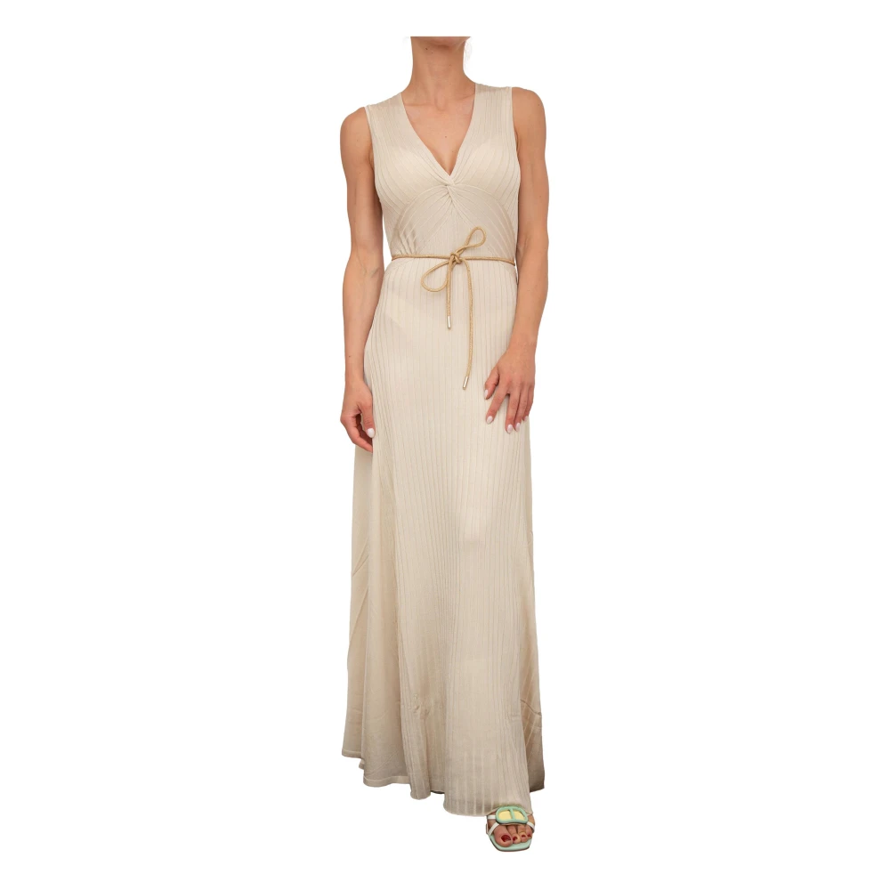 Blugirl Vrouw Beige Kleedjes Dames, Xs, V-Hals Viscose Jurk