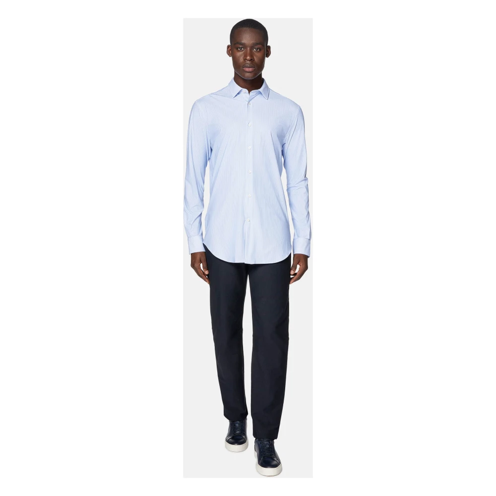 Boggi Milano Slim Fit Stretch Nylon Overhemd Blue Heren