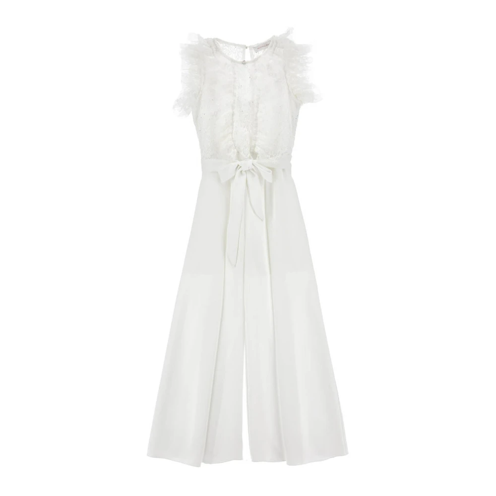 Monnalisa Girls White Tuta Elegante In Rasetto - Jumpsuits - 15 Y - Kids
