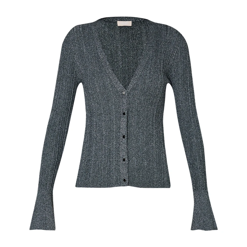 Liu Jo Antraciet Lurex Cardigan Sweater Gray Dames