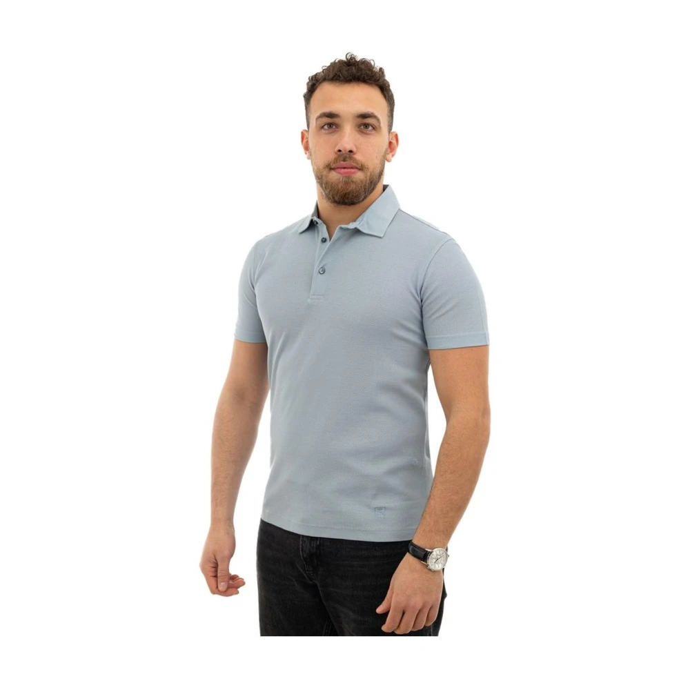Corneliani Lichtblauw Katoenen Poloshirt Blue Heren