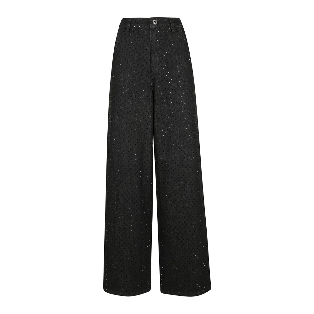 Self Portrait Sprankelende Rhinestone Denim Jeans Black Dames