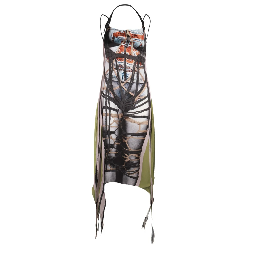 Y Project Multicolor Midi Jurk met Open Rug Multicolor Dames