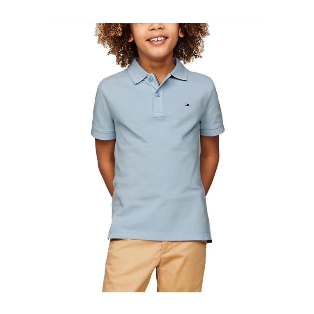 Tommy Hilfiger , Kids Short Sleeve T-Shirts, Male, Blue, 3 Y, Blue Flag Polo Shirt Youthful Style
