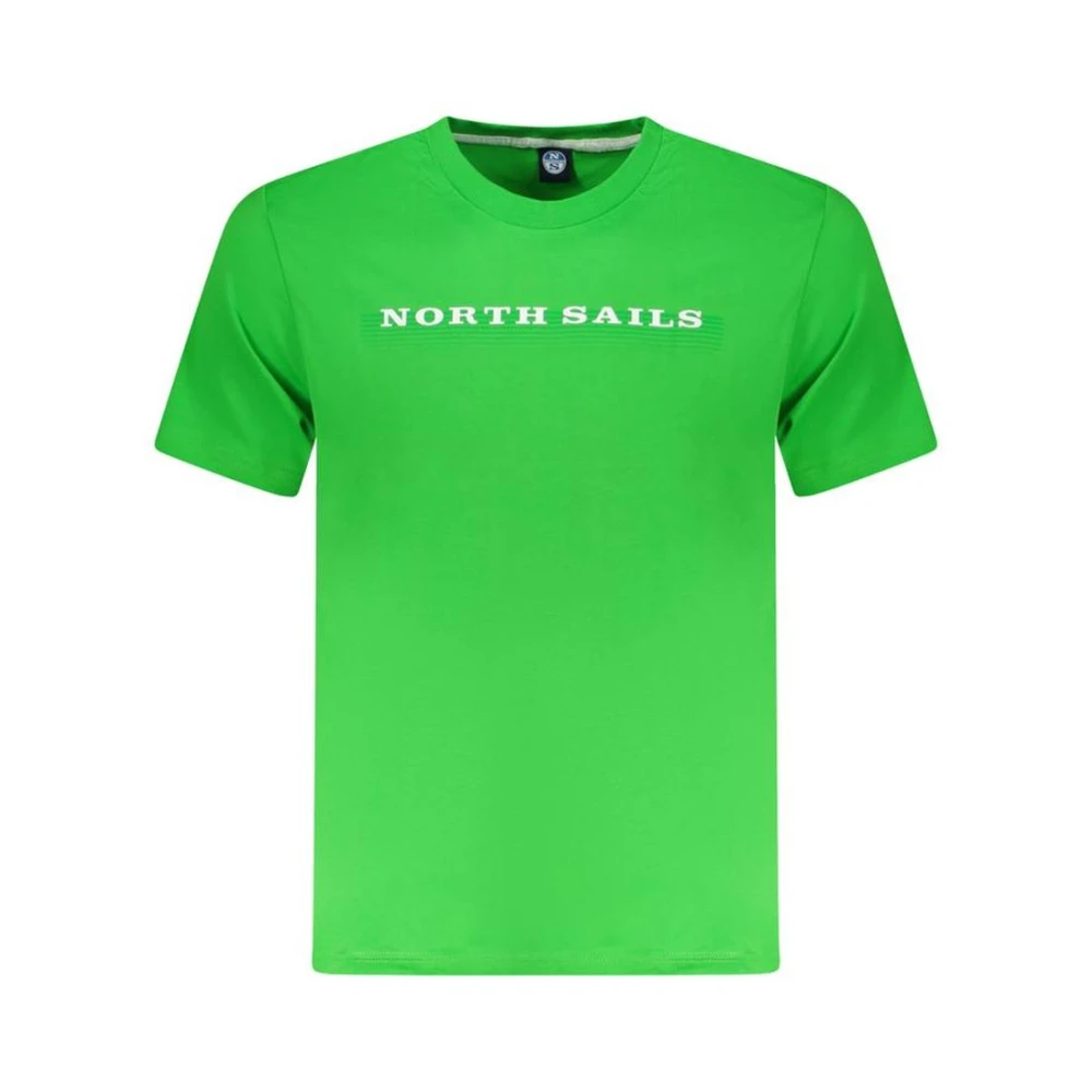North Sails Mannelijk Groente Groene Crew-Neck Katoenen T-Shirt