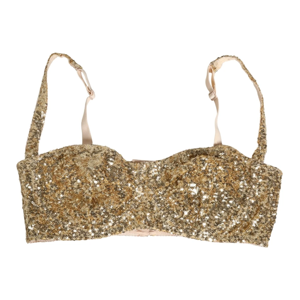 Dolce & Gabbana Gold Sequined Semi-Pad Underwire Bra Underwear - IT5 | XL - Image 2