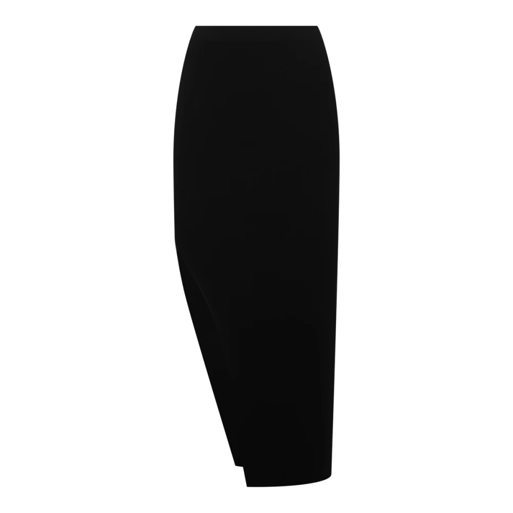 Rick Owens Zwarte Midi Rok Onregelmatige Zoom Black Dames