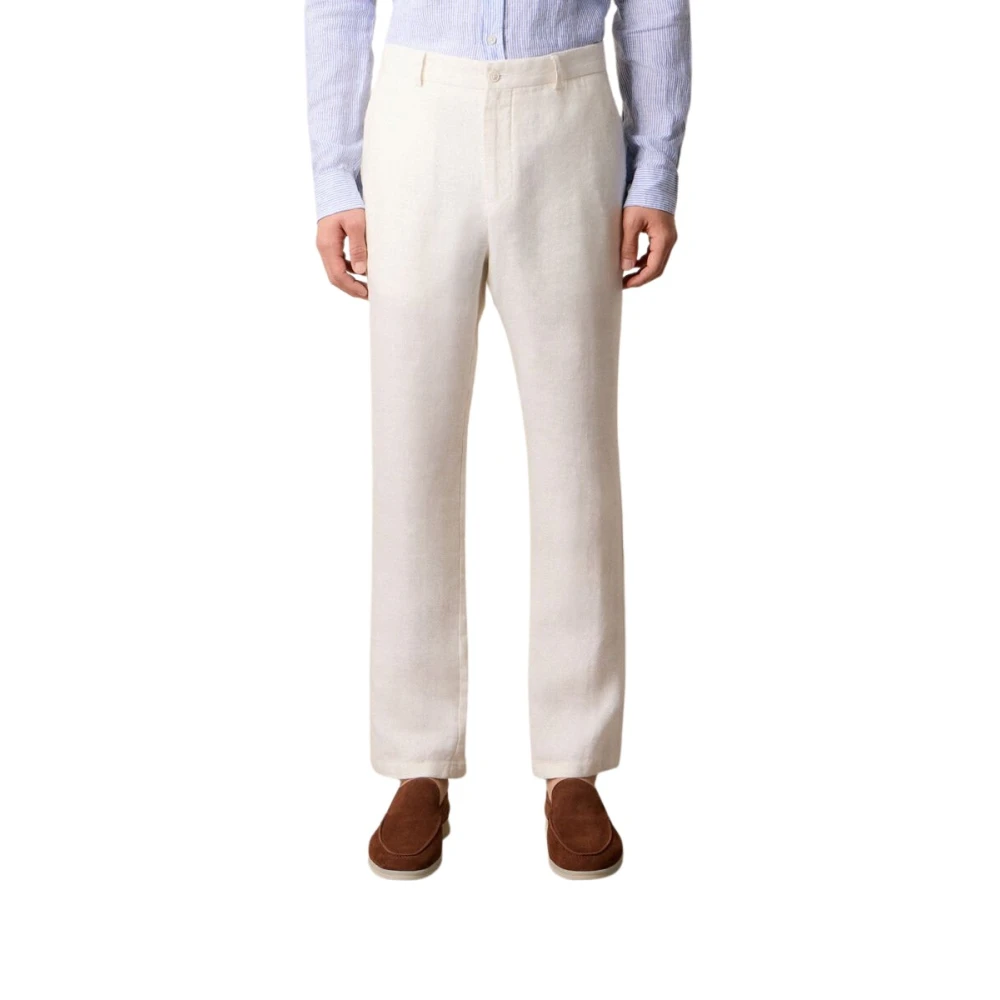 Brooks Brothers White Linen Trousers - Male - Suit Trousers - W38 - Trousers