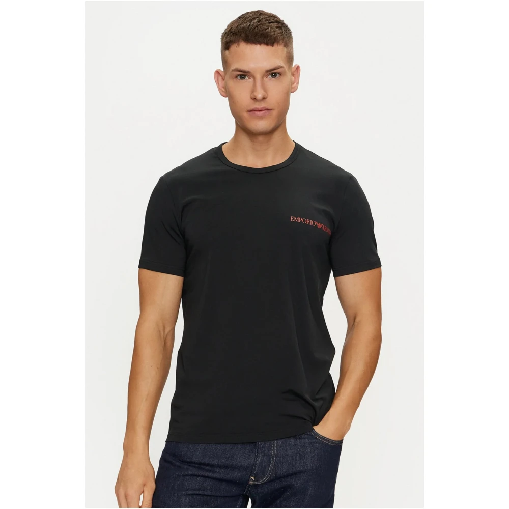 Emporio Armani 2-Pack Stretch Katoenen T-shirts Zwart Black Heren