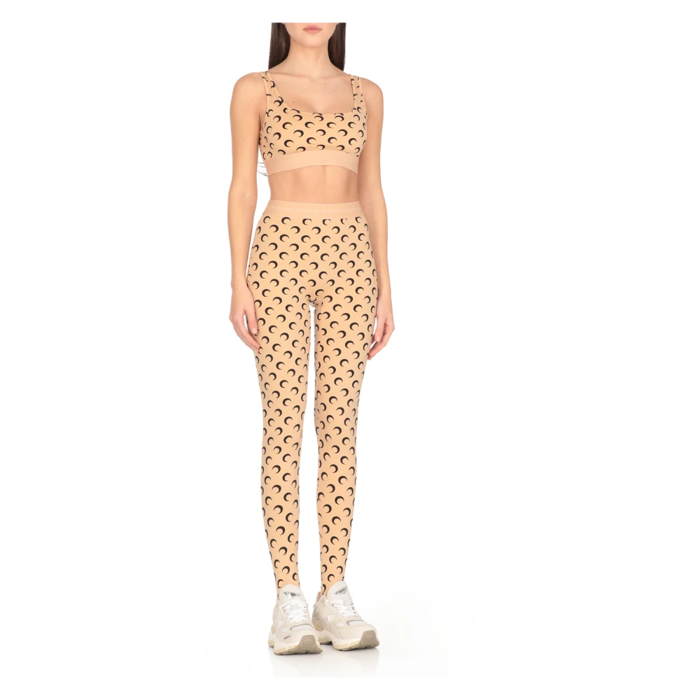 Marine Serre Beige Moon Logo Mouwloze Top Beige Dames