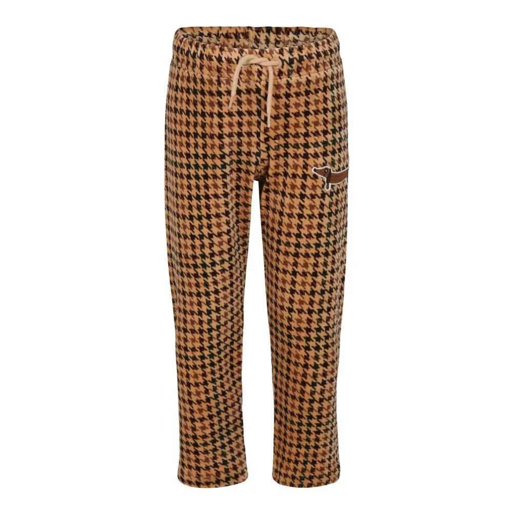 Mini Rodini Brun Velourbyxor Houndstooth Detalj Brown, Pojke