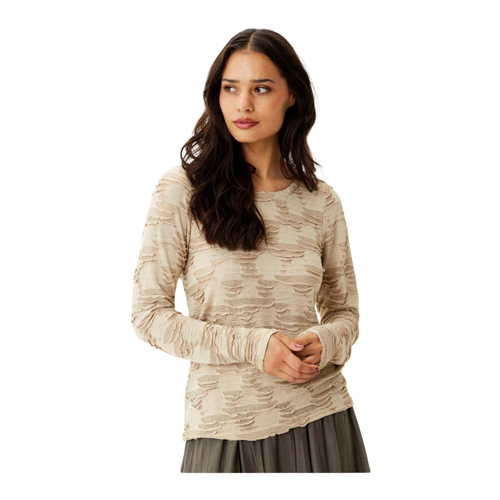 IN Front Lotus T-Shirt Top Sand Beige Dames