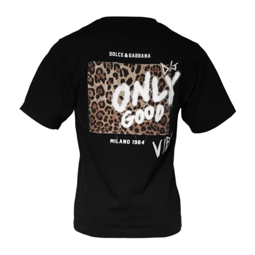 Dolce & Gabbana Zwart Grafisch Print Katoenen T-shirt Black Heren