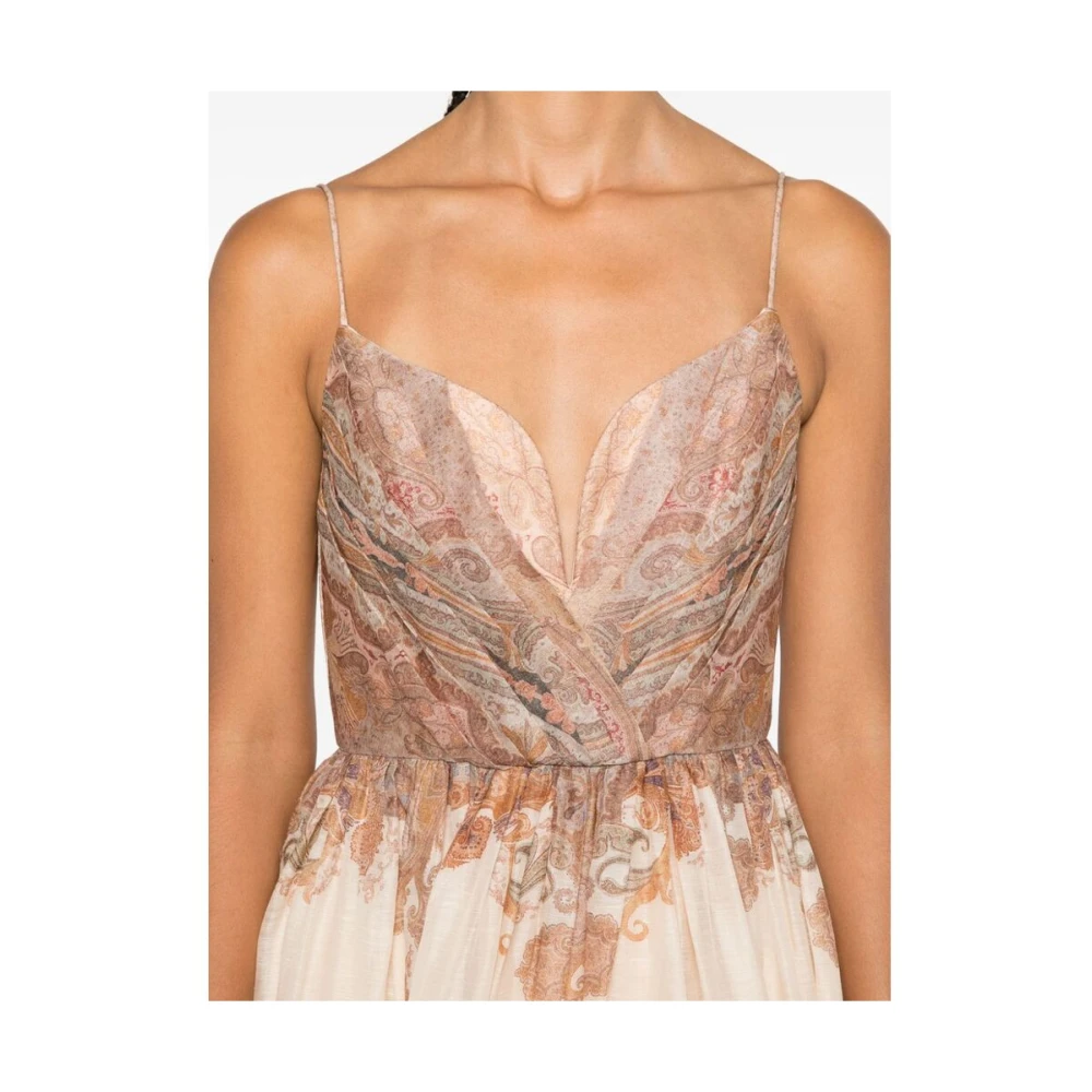 Zimmermann Paisley Print V-Hals Jurk Multicolor Dames