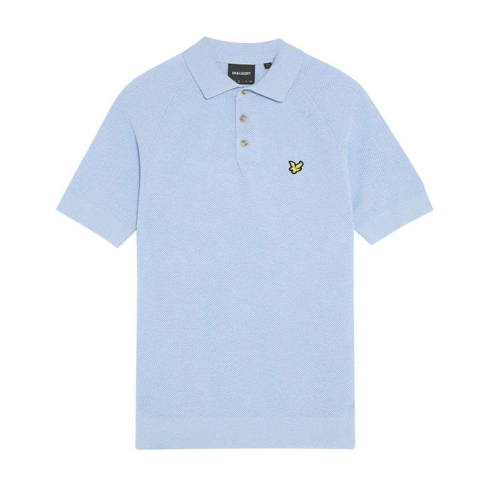 Lyle & Scott Mid Knits Linneblandad Stickad Piké Blue, Herr