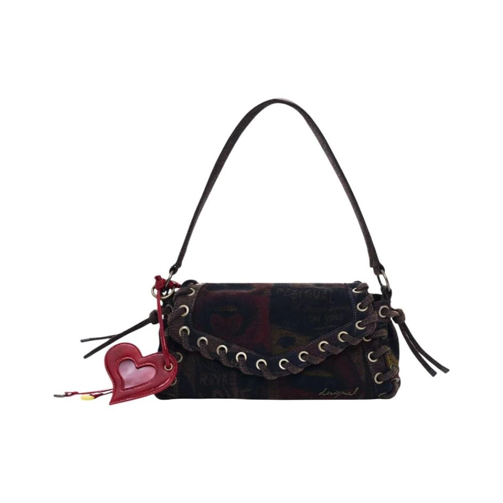 Desigual Damen Violett Handtasche Und Schultertasche Mit Doppelten Tragemöglichkeiten